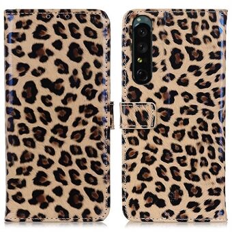 Sony Xperia 1 IV Leopard Pattern -puhelinkotelolle Stand Lompakko PU-nahkainen iskunkestävä kansi