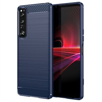 Sony Xperia 1 IV Carbon Fiber Texture -puhelimen kotelolle ilman sormenjälkiä Harjattu TPU-takakansi