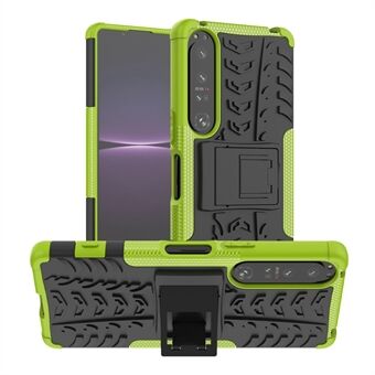 Sony Xperia 1 IV 5G Cool Tire Texture -puhelinkotelolle Kickstand Kova PC Pehmeä TPU kaksikerroksinen iskunkestävä suojakuori