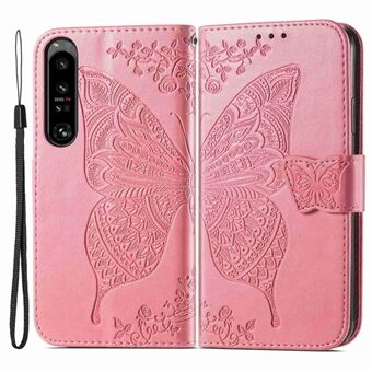 Sony Xperia 1 IV 5G:lle painettu Butterfly Pattern -puhelintelineen Stand PU-nahkainen magneettilukko lompakkokotelo