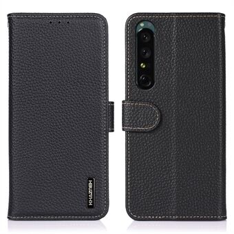 KHAZNEH putoamaton puhelimen suojus Sony Xperia 1 V:lle, aito nahka Litchi Texture Wallet Stand Suojakotelo