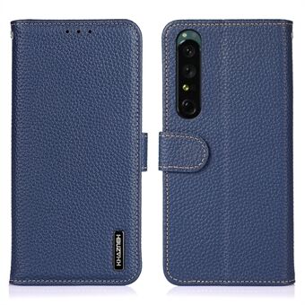 KHAZNEH putoamaton puhelimen suojus Sony Xperia 1 V:lle, aito nahka Litchi Texture Wallet Stand Suojakotelo