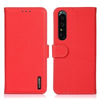 KHAZNEH putoamaton puhelimen suojus Sony Xperia 1 V:lle, aito nahka Litchi Texture Wallet Stand Suojakotelo