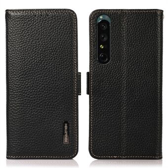 KHAZNEH Sony XPeria 1 V -puhelimen aito Scratch RFID-esto naarmuuntumaton Flip Cover Stand Lompakko