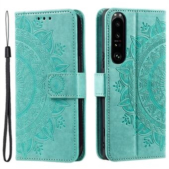 Sony Xperia 1 V Mandala Flower Pattern Nahkainen puhelinkotelo Flip Stand kansi