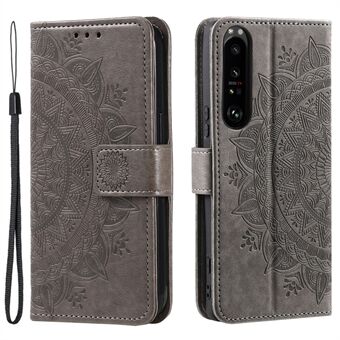 Sony Xperia 1 V Mandala Flower Pattern Nahkainen puhelinkotelo Flip Stand kansi