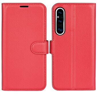 Sony Xperia 1 V PU Nahka Litchi Texture -puhelinkotelolle Stand Flip Cover