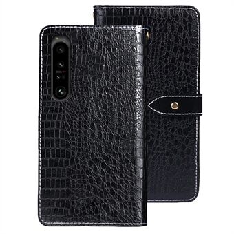 IDEWEI Stand suojus Sony Xperia 1 V PU nahkaiselle puhelinkotelolle Crocodile Texture Wallet Shell