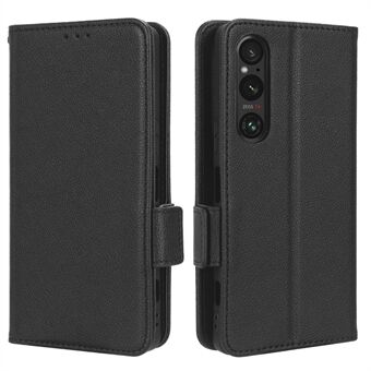 Puhelinkuori Sony Xperia 1 V putoamattomalle Litchi Texture Stand PU-nahkainen lompakon kansi