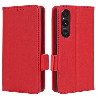 Puhelinkuori Sony Xperia 1 V putoamattomalle Litchi Texture Stand PU-nahkainen lompakon kansi