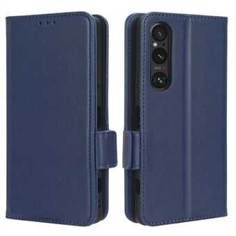 Puhelinkuori Sony Xperia 1 V putoamattomalle Litchi Texture Stand PU-nahkainen lompakon kansi