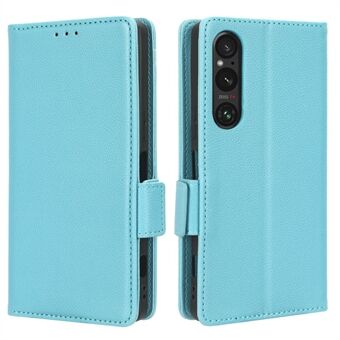 Puhelinkotelo Sony Xperia 1 V putoamattomalle Litchi Texture Stand PU-nahkainen lompakon suoja