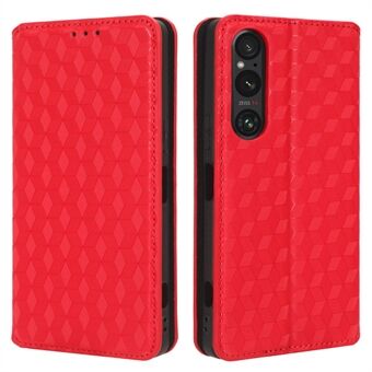 Sony Xperia 1 V Rhombus painatuksella PU-nahkainen lompakkopuhelinkotelo Flip Stand putoamisen estävä suojus