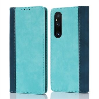 Sony Xperia 1 V PU-nahkaiselle lompakkokotelolle Flip Stand Kaksivärinen liitospuhelinkotelo