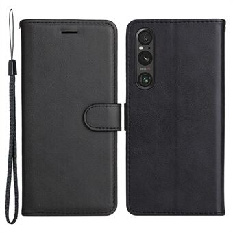 KT Leather Series-2 Sony Xperia 1 V:lle Iskunkestävä PU-nahkakuori, yksivärinen jalusta Stand Lompakko