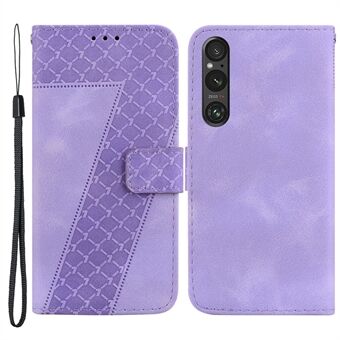 7-muotoinen painettu puhelimen lompakkokotelo Sony Xperia 1 V, PU Stand älypuhelimen suojus