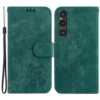 Sony Xperia 1 V PU -nahkaiselle läppäpuhelimelle Tiger Pattern -painettu Stand lompakon kansi