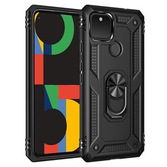 Hybridi-PC + TPU + metalli-anti-tippumis-sormus-jalusta-puhelinkotelo Google Pixel 4a 5G:lle