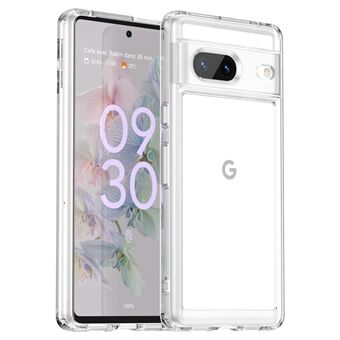 Google Pixel 7 5G Candy -sarjan iskunkestävä TPU-puhelinkotelo, jossa on ilmatyynykulmien pehmuste ja puhelimen takaosa.