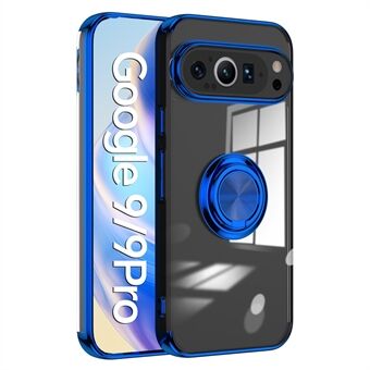 Google Pixel 9 Pro / Pixel 9 Kotelo Elektroplated Kickstand TPU Puhelimen Suojus Magneettiselle Autotelineelle