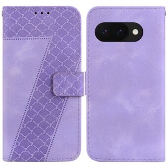 Google Pixel 9a Stand -kotelo 7-muotoisella kuviokaiverruksella <span lang="en">Leather Phone Cover</span>