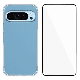 WANLONFENG WL Series for Google Pixel 9 Pro / Pixel 9 -suojakuori 2,0 mm Kirkas TPU-kansi karkaistulla lasikalvolla (Suuri kameran aukko)