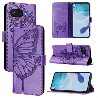 Google Pixel 9a Kotelo YB Imprinting Series-4 Perhonen Kukka Flip Wallet Nahkainen Puhelimen Suoja