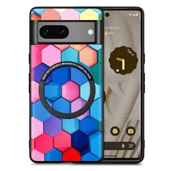 Google Pixel 7 5G -kuvioitu kuviollinen puhelinkotelo PU-nahalla päällystetyllä PC+TPU-materiaalilla ja metallisella renkaalla.