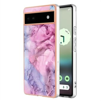 YB IMD -sarja 16 tyyli E Google Pixel 6a:lle IMD-marmori kuviollinen puhelinkotelo 2,0 mm iskunkestävää TPU-materiaalia.