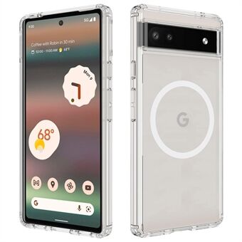 Google Pixel 6a -puhelimen kannen, läpinäkyvän magneettisen puhelinkotelon yhteensopiva MagSafen kanssa.