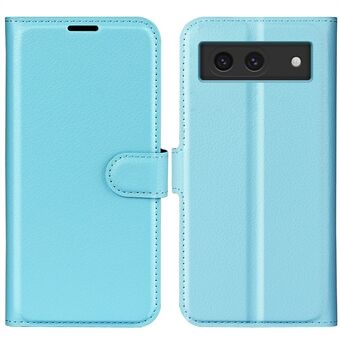 Google Pixel 8a Leather Case Litchi -tekstuuri, telineellä varustettu puhelimen lompakkokotelo