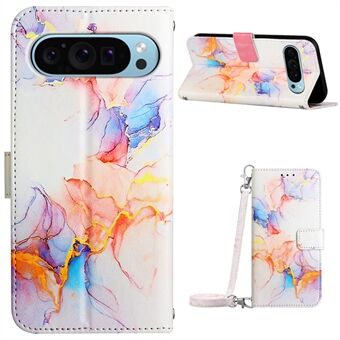 YB Pattern Printing Leather Series-6 Google Pixel 9 / Pixel 9 Pro Crossbody Puhelinkotelo Jalustalla Lompakkosuojus