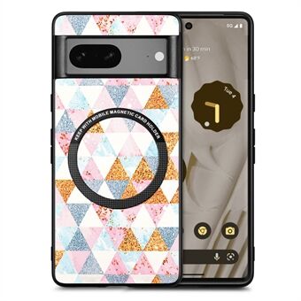 P1 Google Pixel 7a -magneettinen kuori kuvioidulla keinonahka-pinnoitteella PC+TPU-puhelinkannella