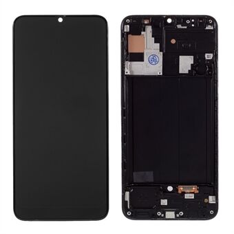 LCD-näyttö ja digitoija kokoonpano + kehys TFT-versio (ilman logoa) Samsung Galaxy A30 A305:lle - musta