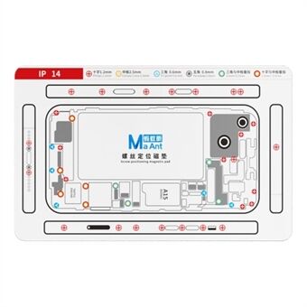 MAANT iPhone 14:lle Kaksipuolinen magneettinen ruuvinpaikannuspehmeä matto puhelimen korjaustyökalu