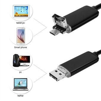 AN99 5M 8mm 8-LED 2.0MP HD 720P PC Android Endoscope USB-tarkastusjohtokamera - musta