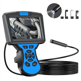 M50 5 m kovalankainen teollisuusendoskooppi 5,5 mm linssi 1080P 6-LED Borescope tarkastuskamera 5 tuuman IPS-näyttö