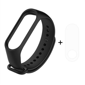 Xiaomi Mi Smart Band 4 / Mi Band 3:lle säädettävä pehmeä silikonirannekello + täysin peittävä TPU-näytönsuoja