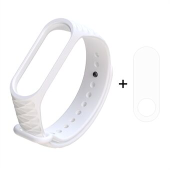 Xiaomi Mi Smart Band 4 / Mi Band 3 3D Diamond Texture -säädettävä pehmeä silikonirannekellon ranneke + täysin peittävä TPU-näytönsuoja