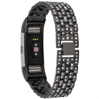 Metallinen tekojalokivi sisustus Watch Band Fitbit Charge 2: lle