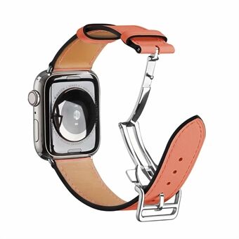 Taitto solki Smart hihna aitoa nahkaa [hopea solki] Apple Watch SE / Sarja 6/5/4 44mm / Sarja 3/2/1 42mm