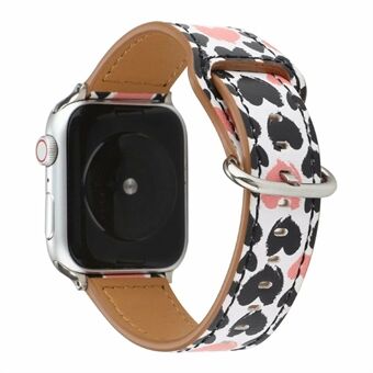 Aito nahkainen painettu kello korvaa hihnan Apple Watch Series 6 SE 5 4 44mm / -sarjaan 3 2 1 42mm