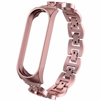 8-muotoinen design Bling Shiny Diamond molemmin puolin korumetallihihna Xiaomi Mi Band 6/5