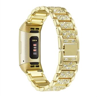 Rhinestone ruostumattomasta Steel valmistettu kellon hihnan vaihto Fitbit Charge 3/4