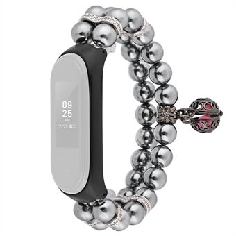 Xiaomi Mi Band 5/6 Double Rows Faux Pearl Rannekoru Rannekello Smart metallipallokoristeella