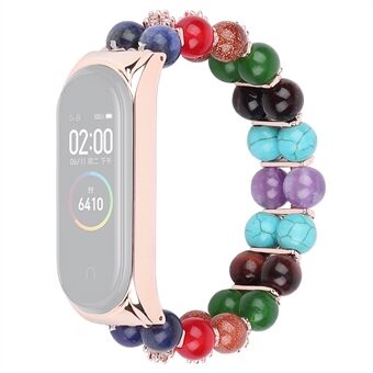 Xiaomi Mi Band 5/6 värikäs kivikellohihna, kaksi riviä helmiä, koristeltu rannehihna Smart rannekoru