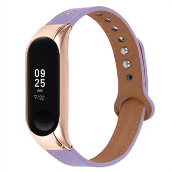 Xiaomi Mi Band 5/6 Smart , yläkerroksinen lehmännahkainen rannehihna, jossa on kaksoisniitti, ruusukultainen kellokotelo