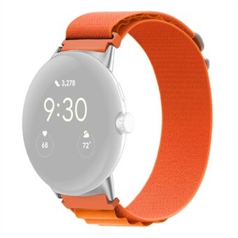 Google Pixel Watchille Nylon Band G-Hook Sport -punottu kellohihna hopeisella liittimellä