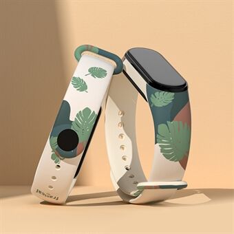 Xiaomi Mi Band 3 / Band 4 / Band 5 / Band 6 / Band 7 -kuvioinen kelloranneke Säädettävä hengittävä pehmeä TPU-ranneke