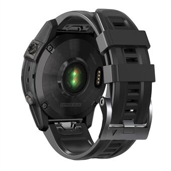 Garmin Tactix 7 Pro / Fenix ​​​​7X / Fenix ​​​​6X Pro silikonikellon hihna 26 mm rannehihna mustalla soljella